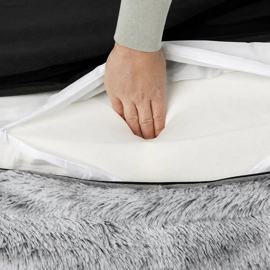 Orthopedic Pet Bed Grey Medium Memory Foam Supportive Bolster Plush