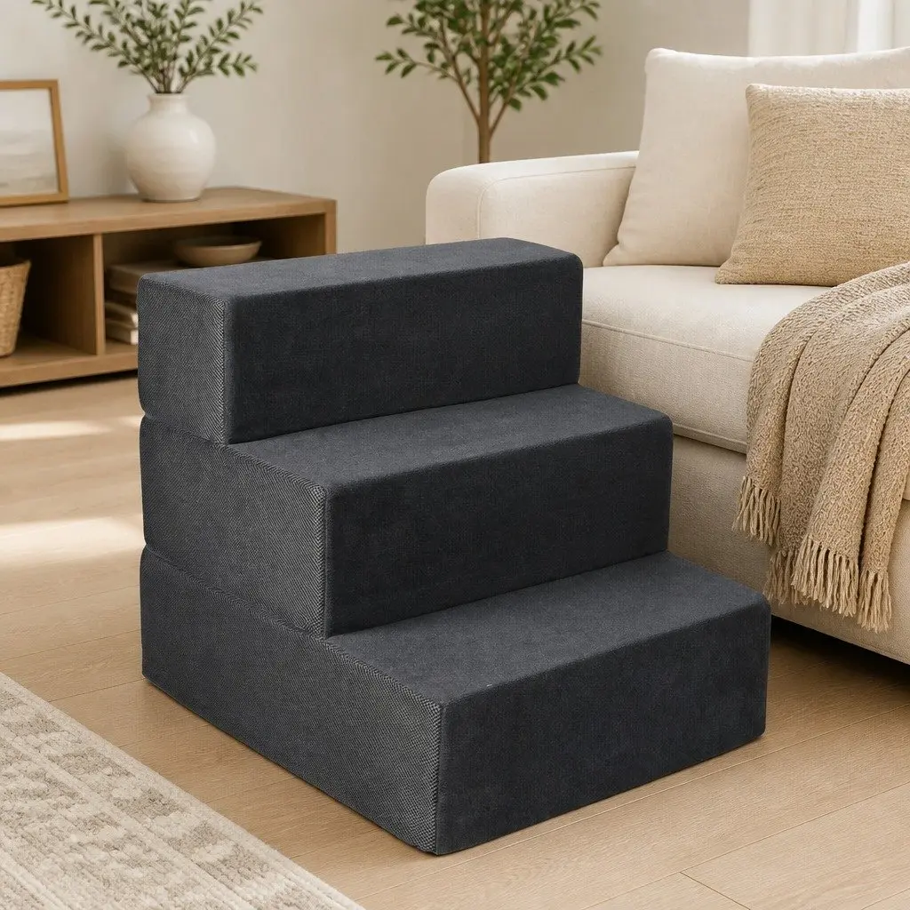 Pet Stairs Grey 2 Steps Adjustable Height Climb Helper Anti-Slip