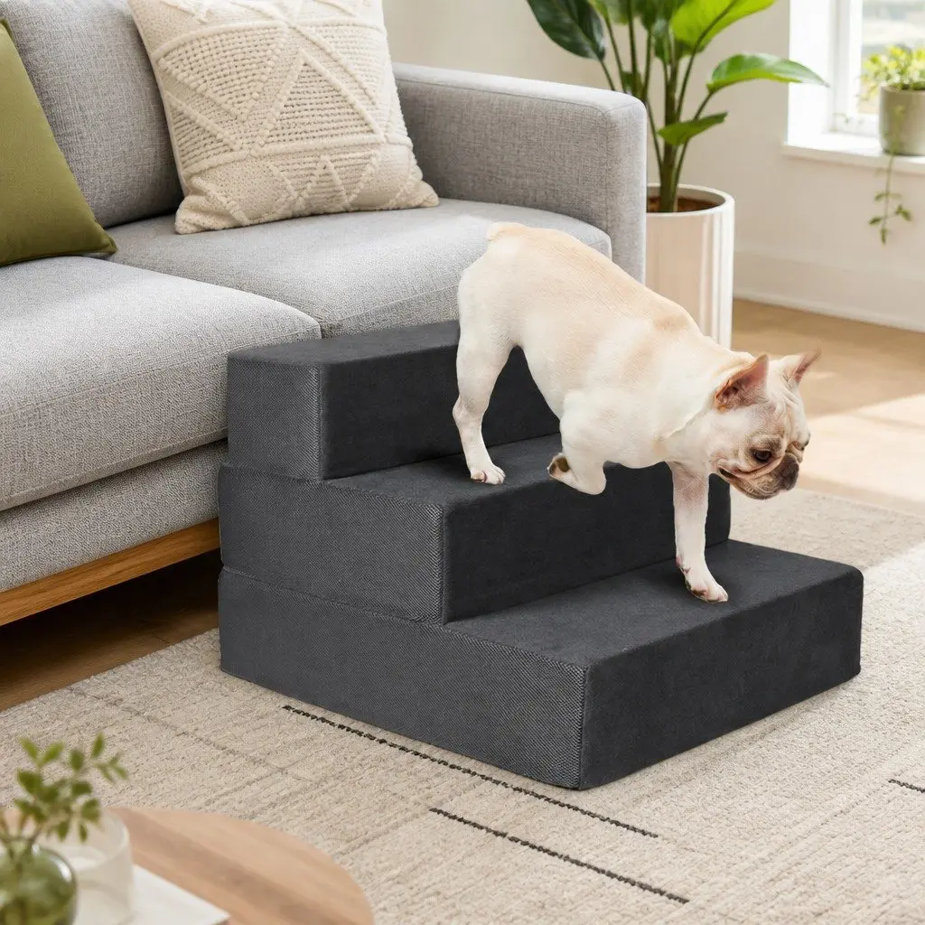 Pet Stairs Grey 2 Steps Adjustable Height Climb Helper Anti-Slip