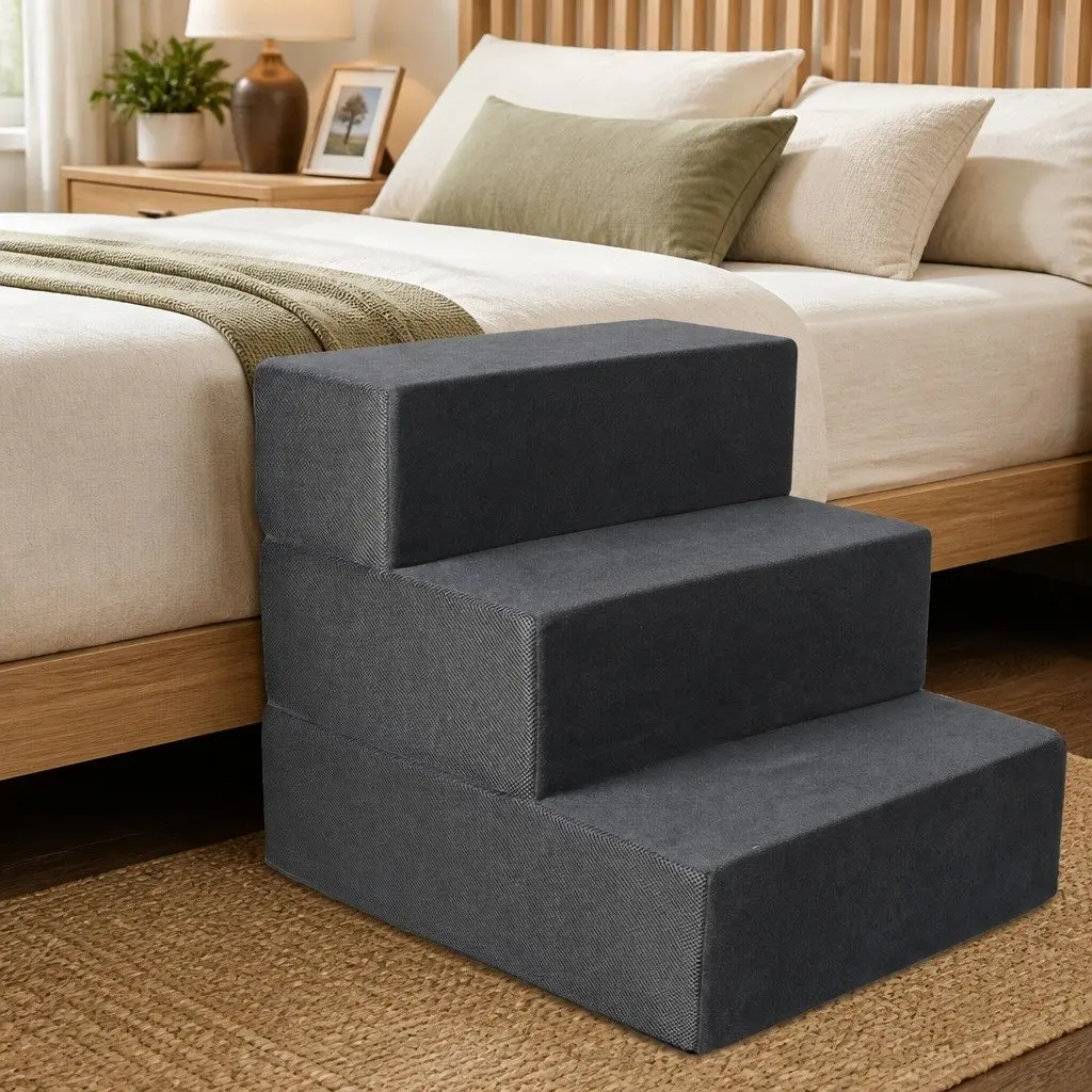 Pet Stairs Grey 2 Steps Adjustable Height Climb Helper Anti-Slip