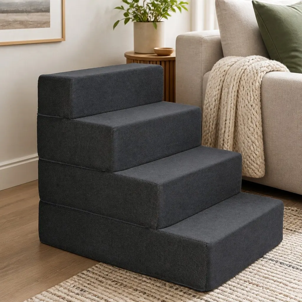 Pet Stairs Grey 3 Step Adjustable Height Portable Climbing Helper