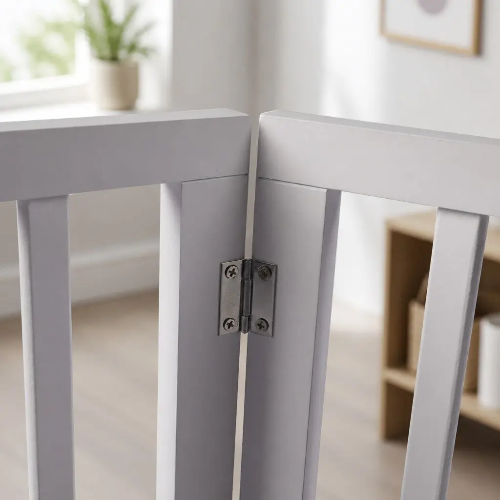Wooden Pet Gate Dog Fence Foldable Free Standing Barrier White Grey Black