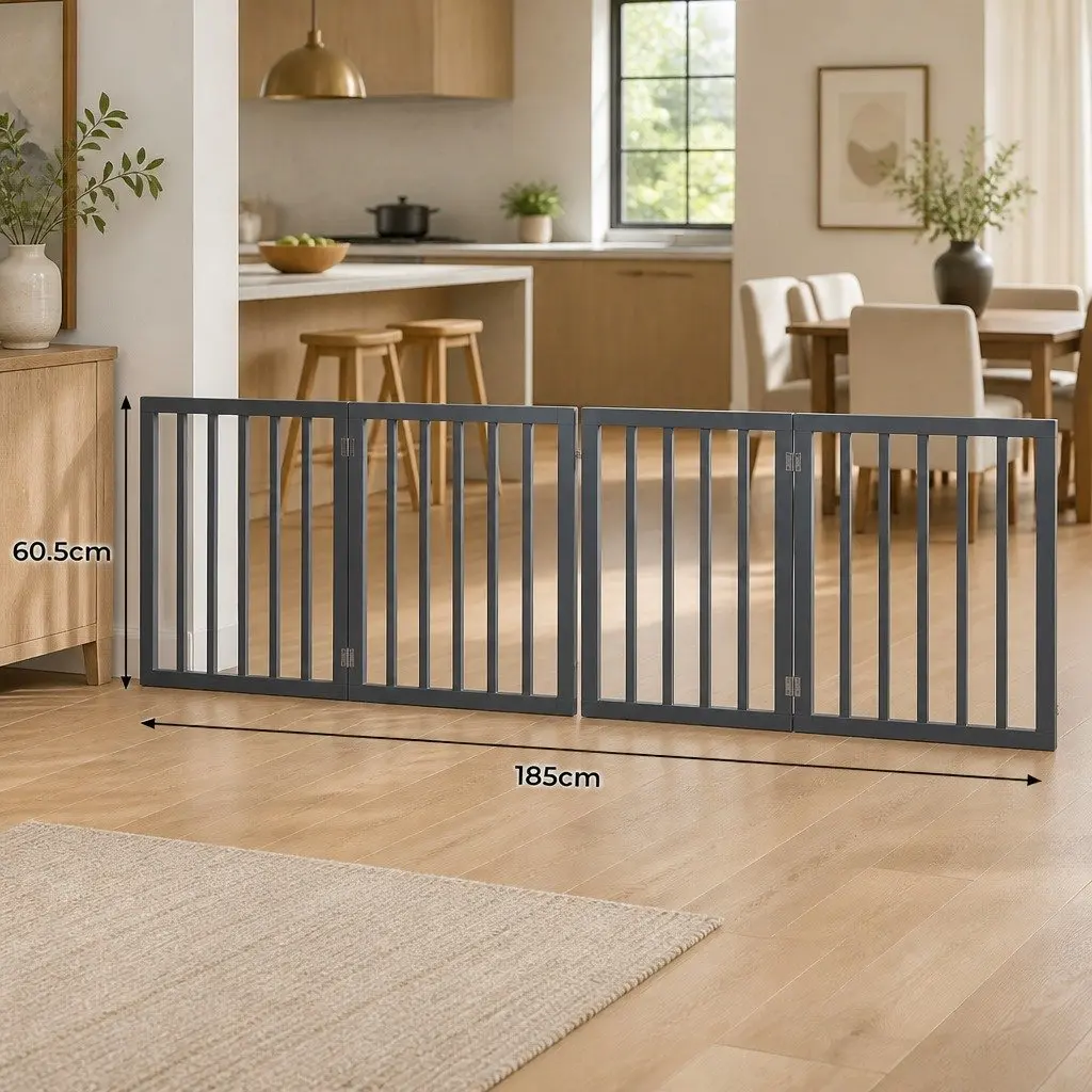 Wooden Pet Gate White Foldable Portable Indoor Barrier Safety Play
