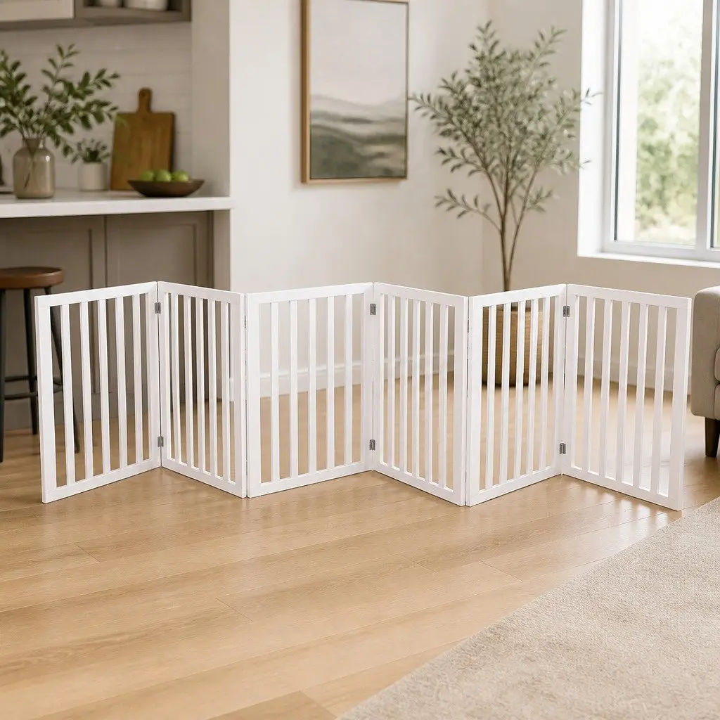 6-Panel Foldable Pet Gate for Dogs and Cats