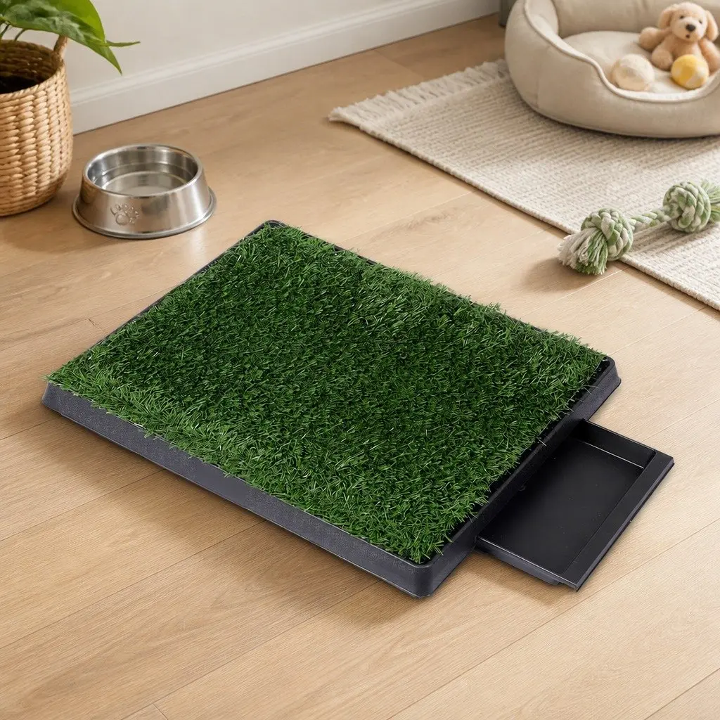 Indoor Dog Potty Training Grass Mat System with Drainage Tray Artificial Pet