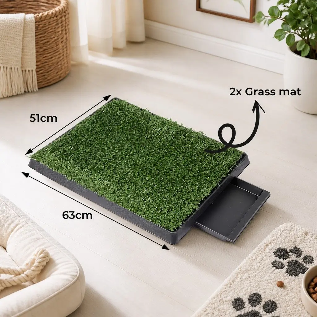 Indoor Dog Potty Training Grass Mat System with Drainage Tray Artificial Pet