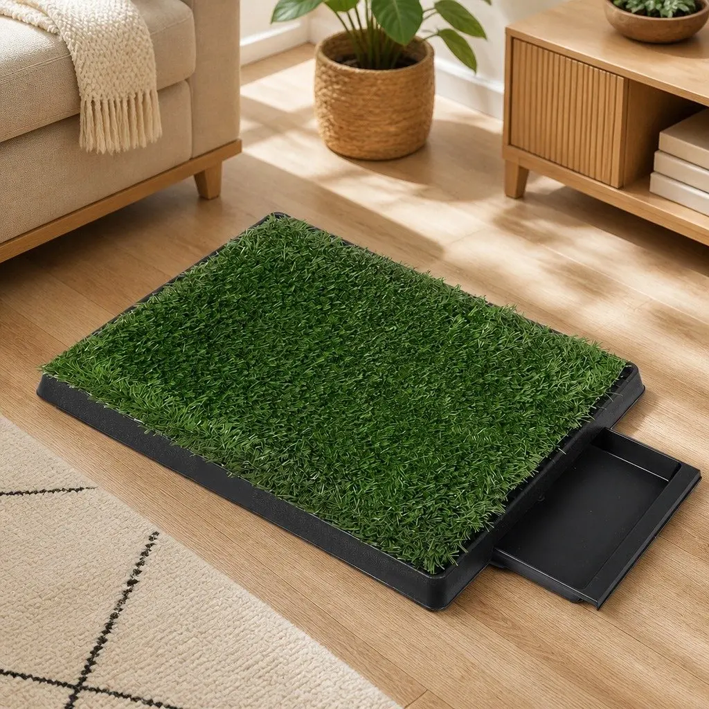 Indoor Dog Potty Training Grass Mat System with Drainage Tray Artificial Pet