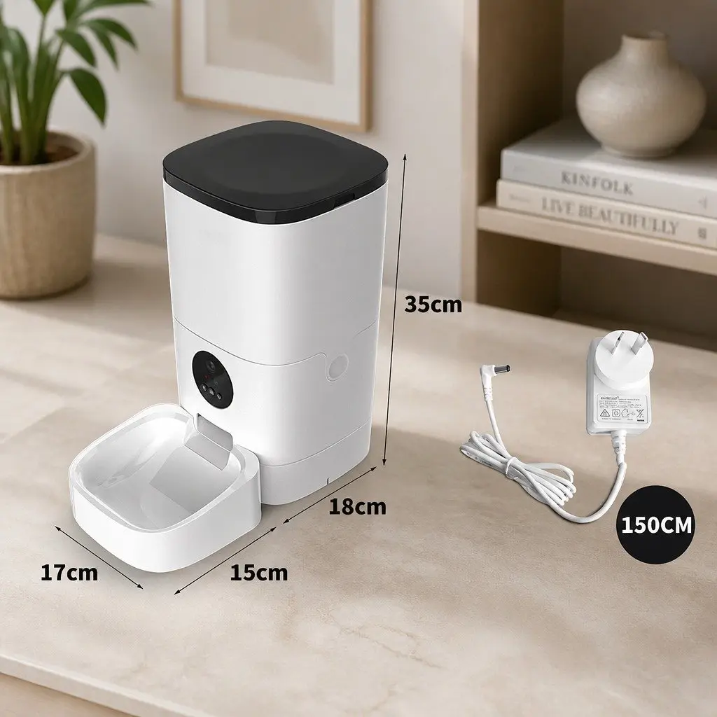 Pet Automatic Feeder White 6L HD Camera Two-Way Audio WiFi App Control