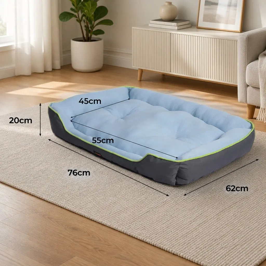 Pet Cooling Bed Grey Medium Self Cooling Fabric Supportive Bolster