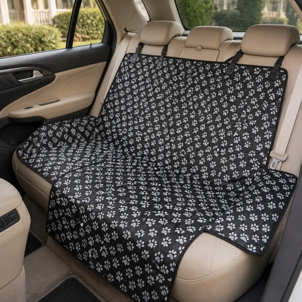 Pet Car Seat Cover Hammock Black Waterproof Chew-Resistant 105cm x 155cm Anti-Skid Non-Slip Buckles Easy to Clean