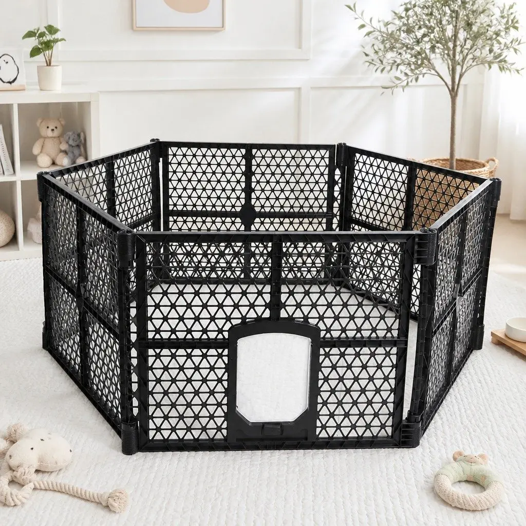 Pet Playpen Folding Dog Plastic Medium M Portable Indoor Outdoor Pen Gate Panels