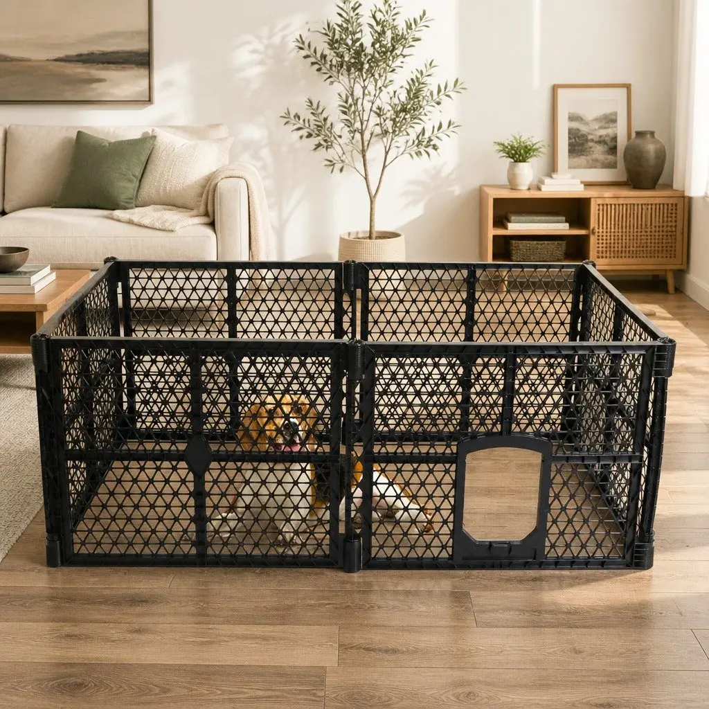 Pet Playpen Folding Dog Plastic Medium M Portable Indoor Outdoor Pen Gate Panels