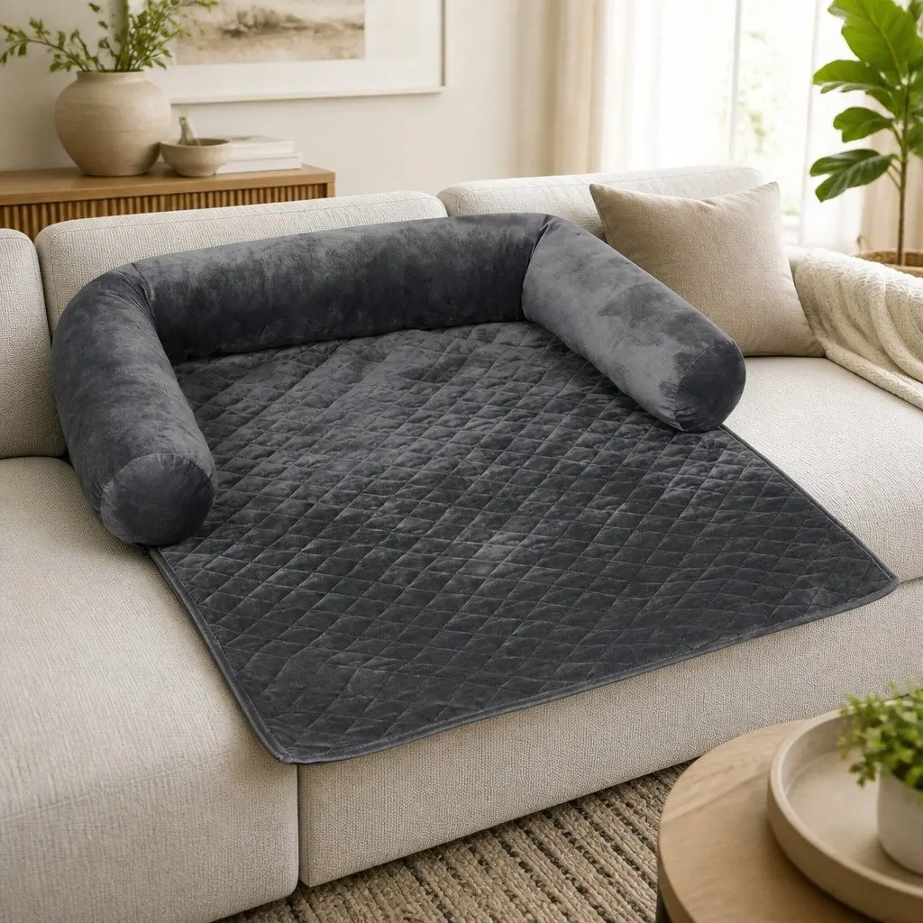 Pet Sofa Cover Grey Large Anti-Slip Machine Washable Bolster