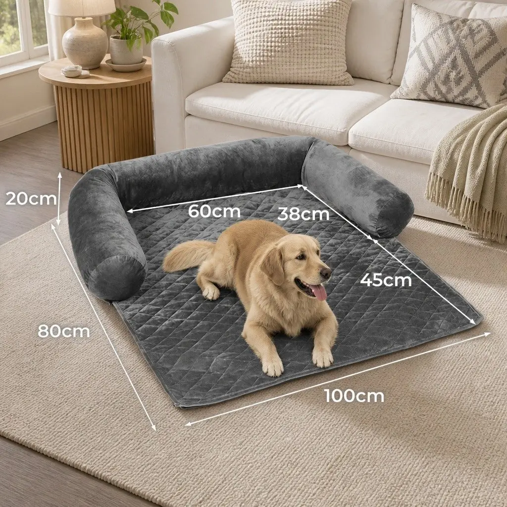 Pet Sofa Cover Grey Large Anti-Slip Machine Washable Bolster