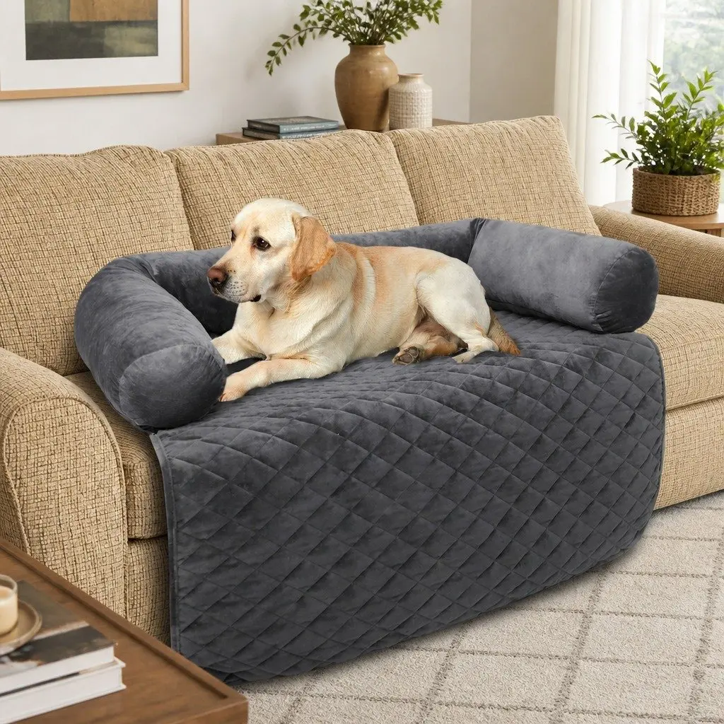 Pet Sofa Cover Grey Large Anti-Slip Machine Washable Bolster