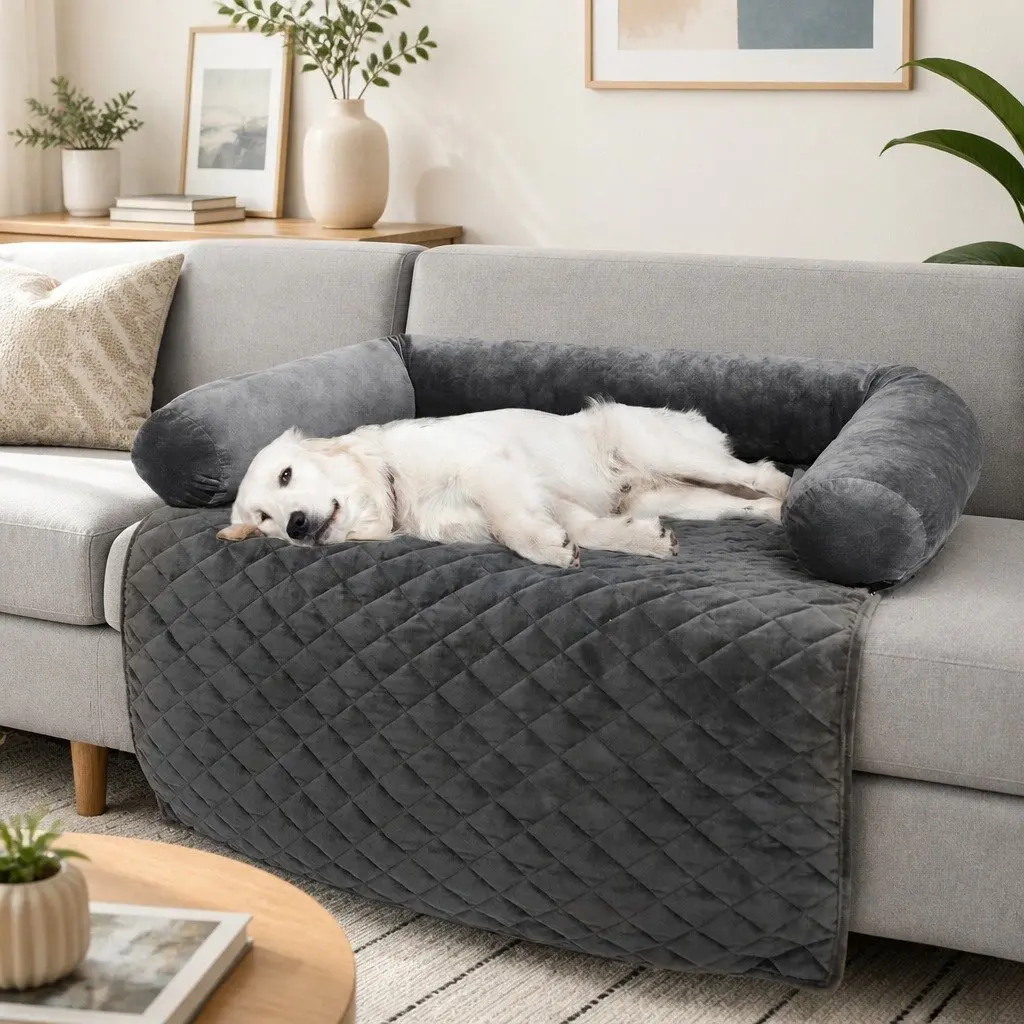 Pet Sofa Cover Grey Large Anti-Slip Machine Washable Bolster