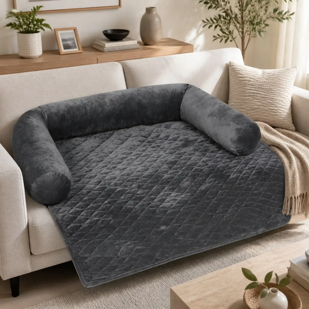 Pet Sofa Cover XL Dog Furniture Protector Washable Anti-Slip Bolster Grey