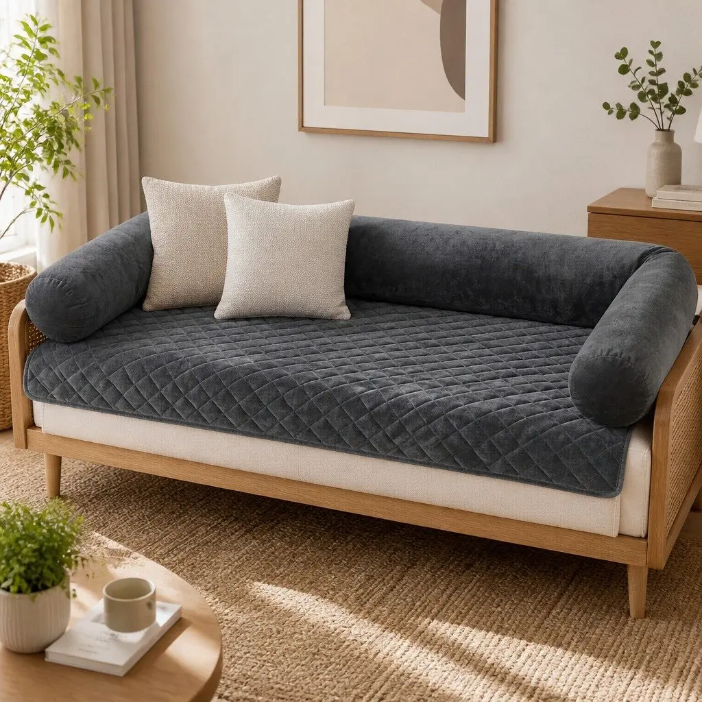 Pet Sofa Cover XL Dog Furniture Protector Washable Anti-Slip Bolster Grey