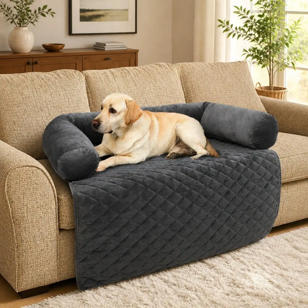 Pet Sofa Cover XL Dog Furniture Protector Washable Anti-Slip Bolster Grey