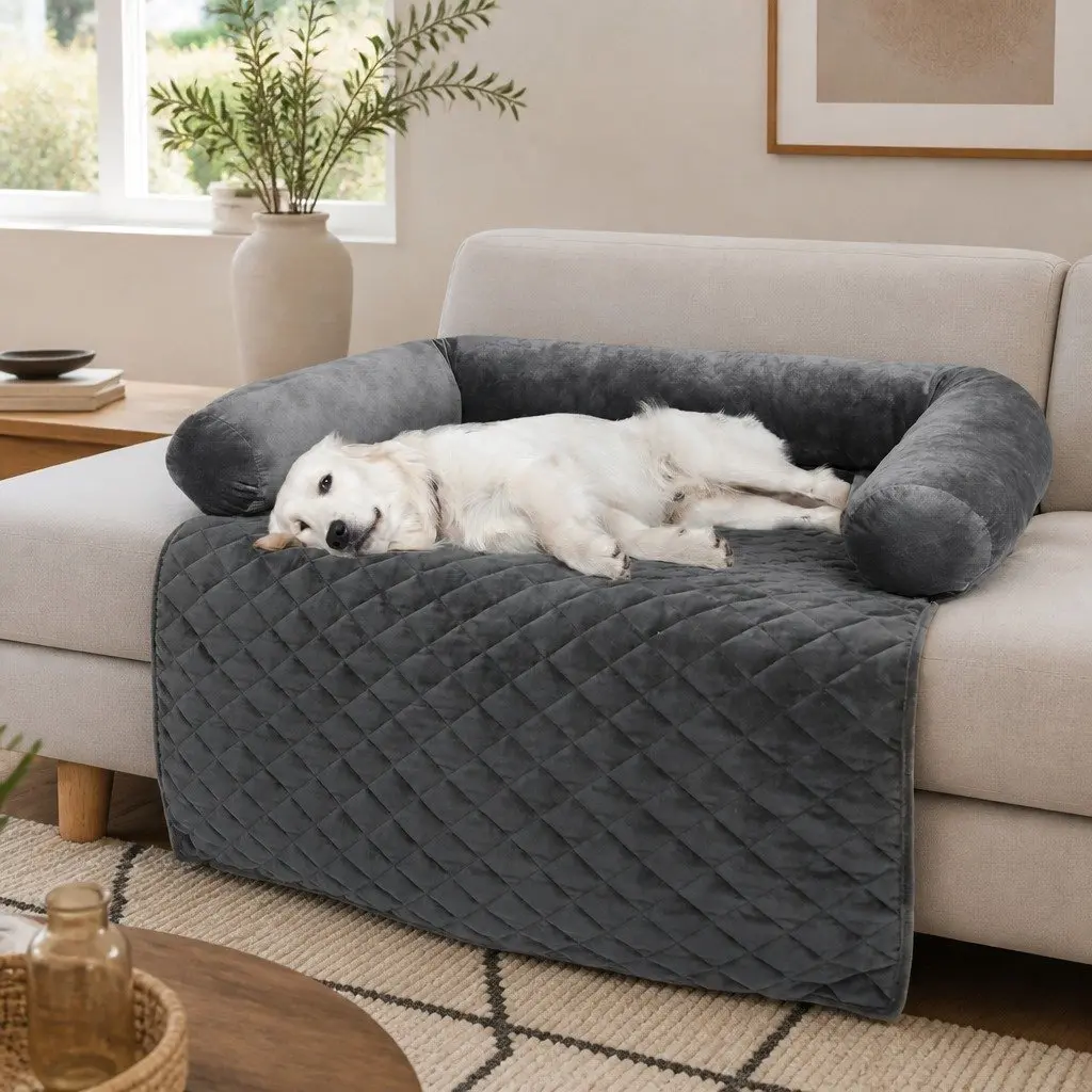 Pet Sofa Cover XL Dog Furniture Protector Washable Anti-Slip Bolster Grey