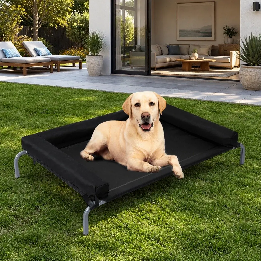 Elevated Pet Bed Black XL Extra Large Breathable Mesh Surface Heavy Duty Steel Frame