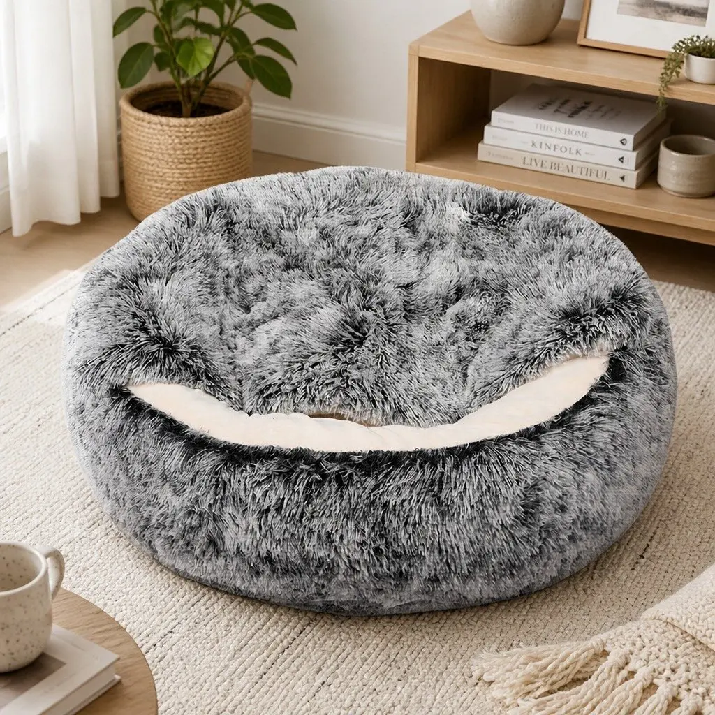 Large Semi-Enclosed Pet Bed Warm Plush Cave Dog Cat Nest Removable Washable