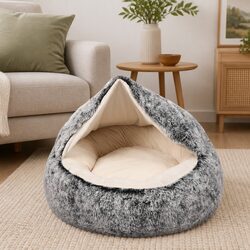 Pet Dog Calming Bed Warm Soft Plush Medium Cave Washable Bolster Enclosed