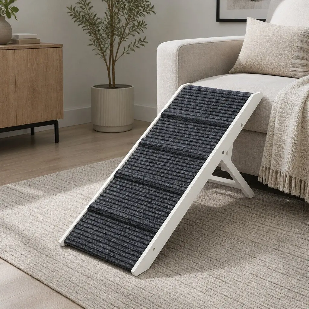 Adjustable Pet Ramp White Portable Foldable for Indoor Outdoor Use