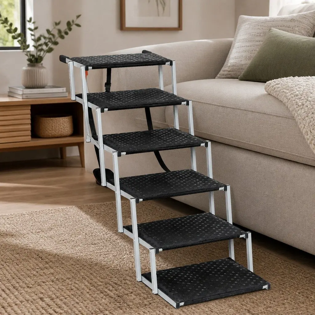 Pet Ramp Black Foldable Adjustable Height 90kg Capacity