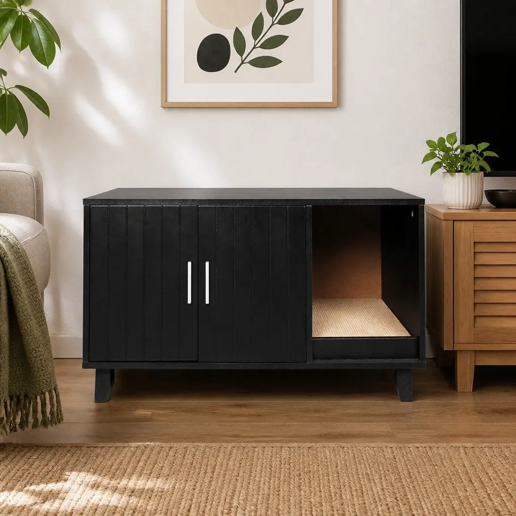 Cat Litter Box Cabinet with Scratch Board