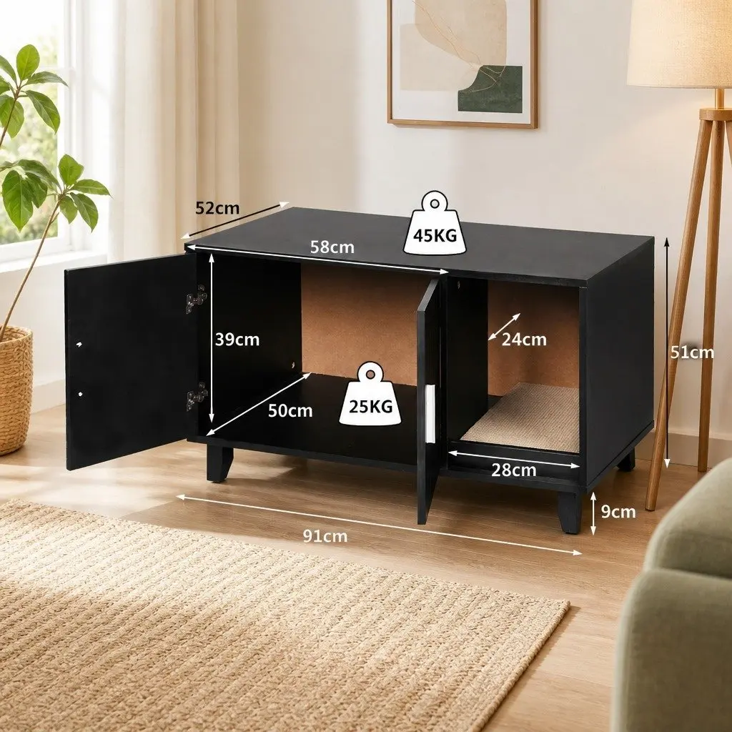 Cat Litter Box Cabinet with Scratch Board