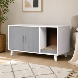 Functional Grey Cat Litter Box Enclosure