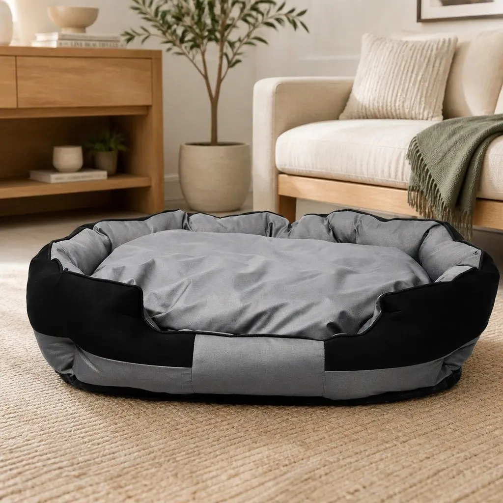 Pet Bed Grey Black Medium Waterproof Orthopaedic Removable Cover Washable