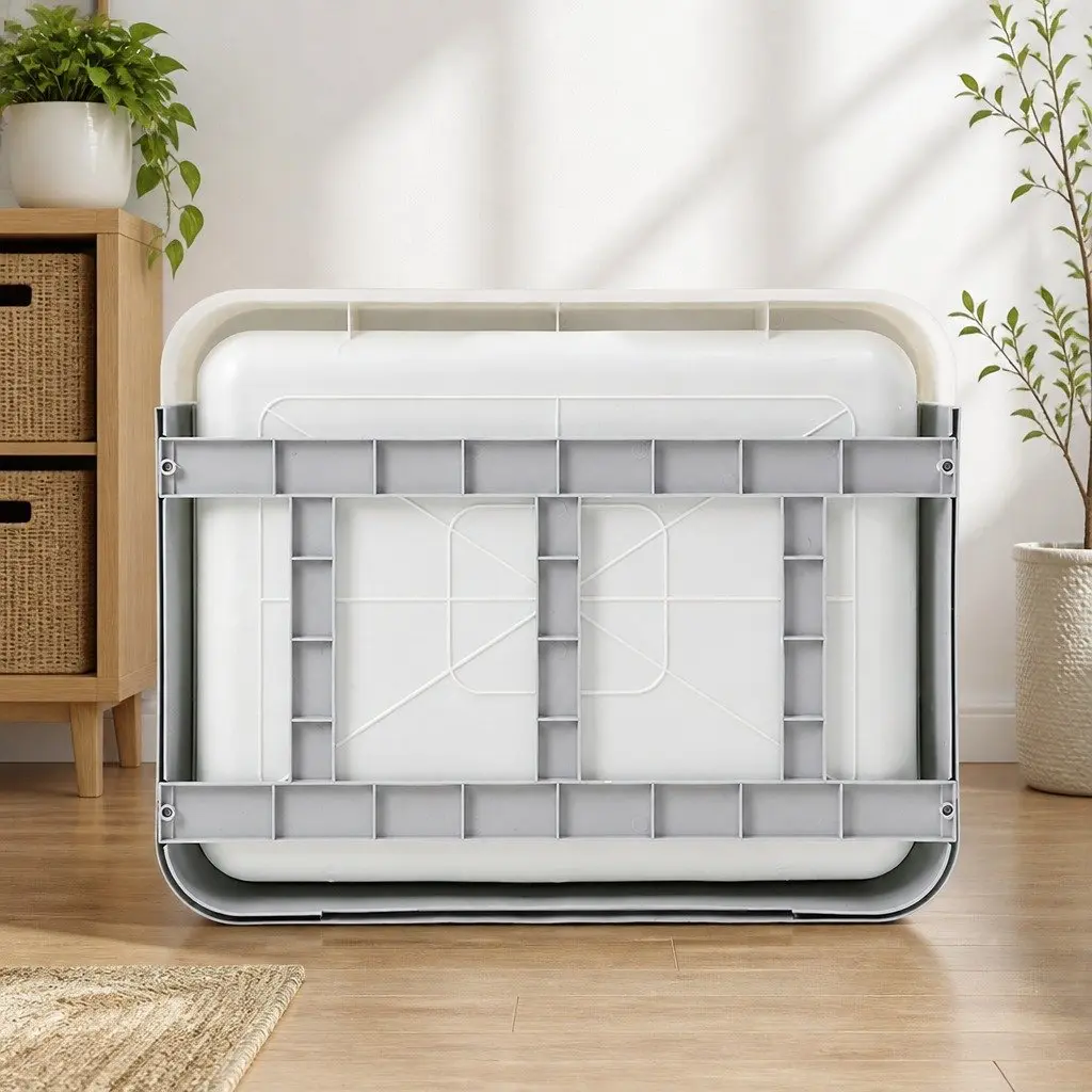 Foldable Cat Litter Box Enclosed Entry Exit Door Removable Drawer Shovel Grey