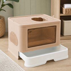 Compact Foldable Cat Litter Box with Cleaning Ease