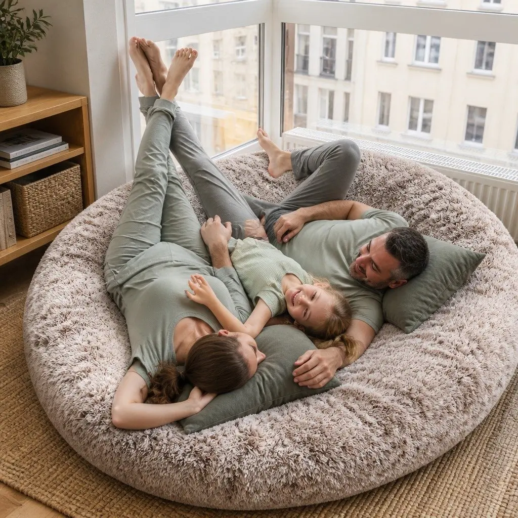 Pet Bed Brown 1.8m Fluffy Nap Bed Faux Fur Removable Cover