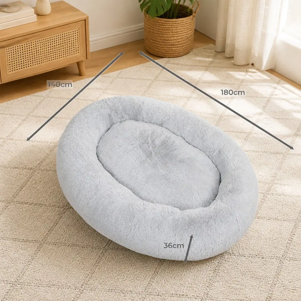 Large Pet Bed Grey 1.8m Soft Fluffy Machine Washable