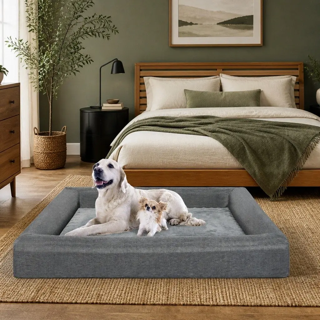Memory Foam Pet Bed Grey XXL Orthopaedic Dog Cat Cushion Washable