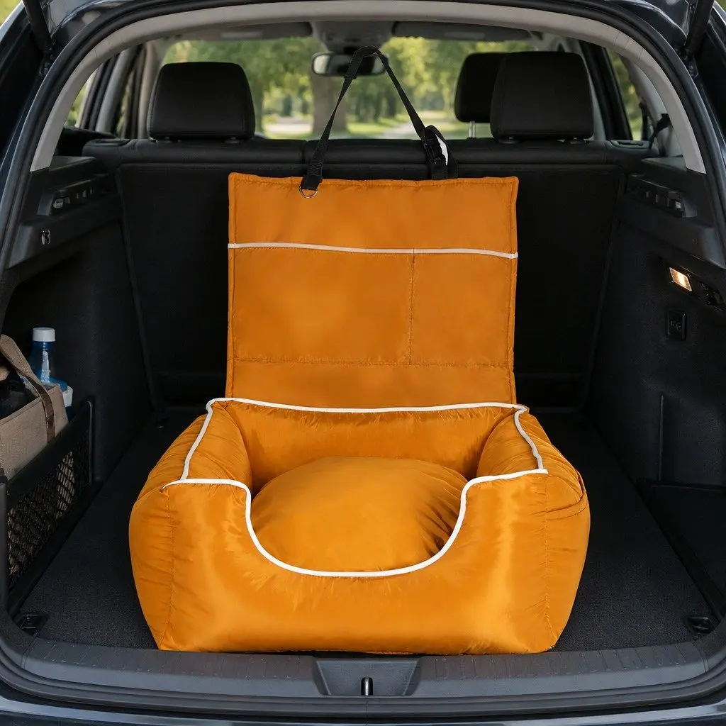 Dog Car Seat Orange Waterproof Cushion Washable Cover