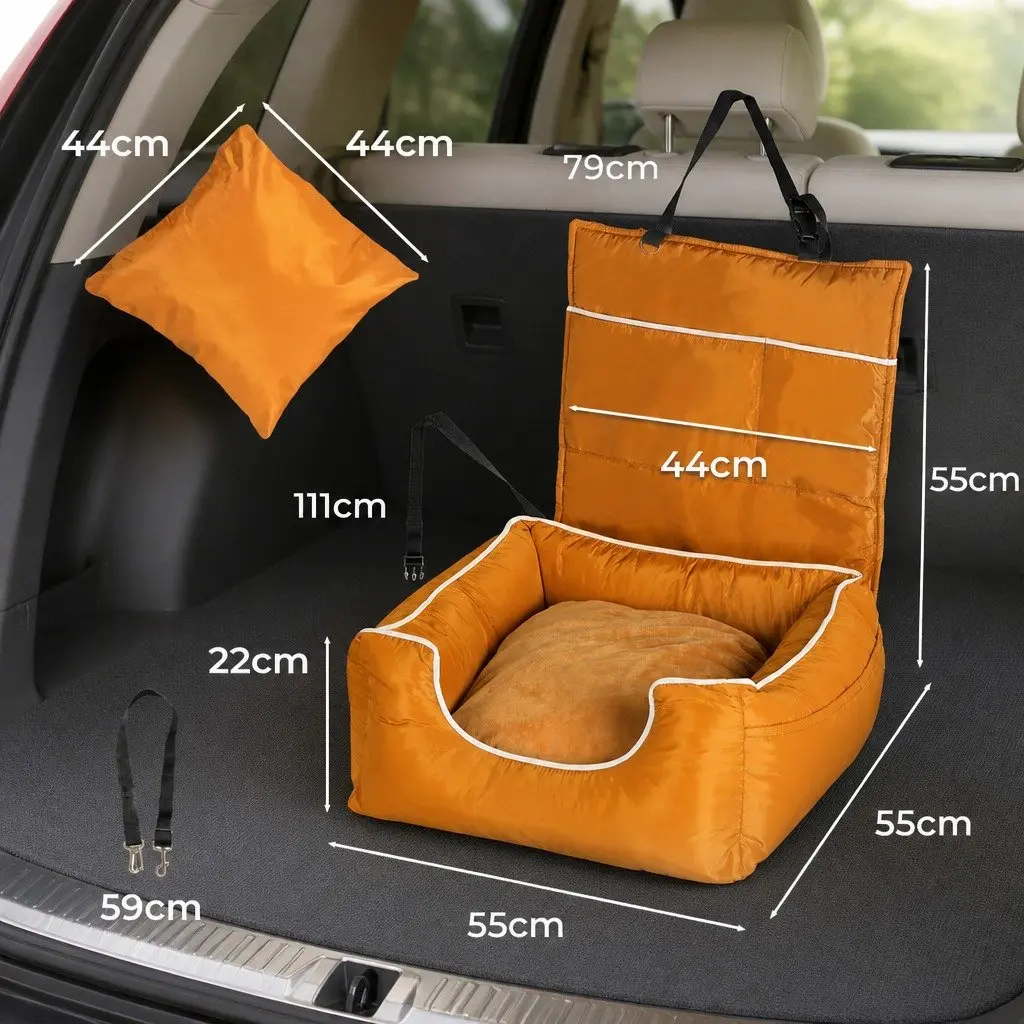 Dog Car Seat Orange Waterproof Cushion Washable Cover
