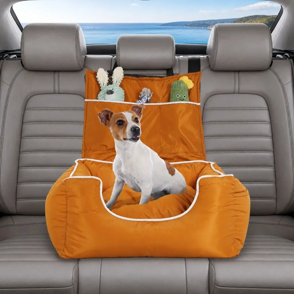 Dog Car Seat Orange Waterproof Cushion Washable Cover