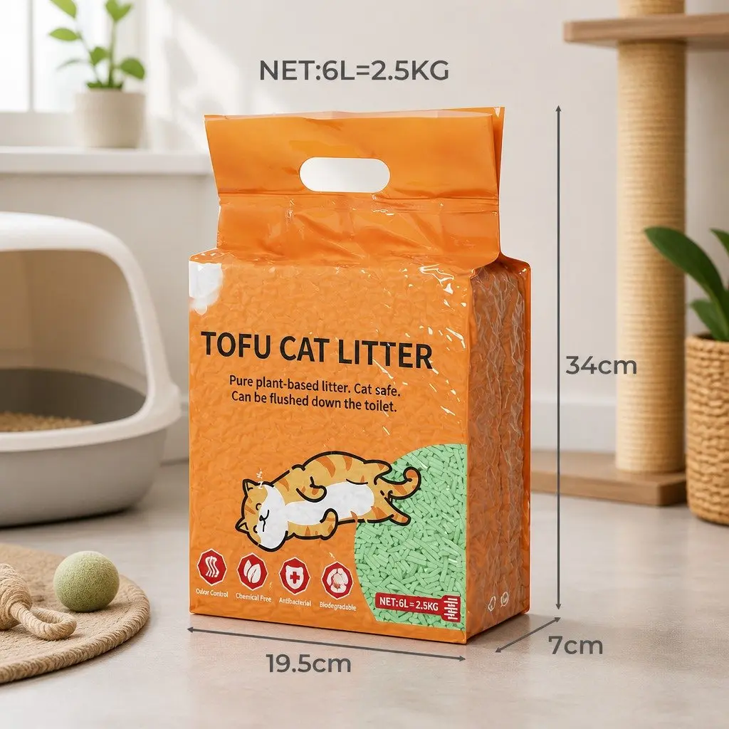 Tofu Cat Litter Green Tea 2.5kg Biodegradable Flushable Clumping Odour Control