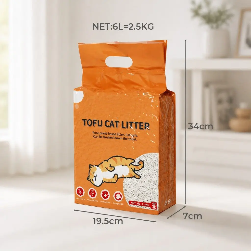 Tofu Cat Litter 2.5kg Natural Biodegradable Flushable Clumping Odour Control