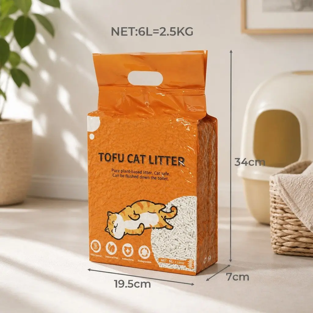 Tofu Cat Litter Natural Biodegradable Soybean Fibre Clumping Odour Control 2.5kg