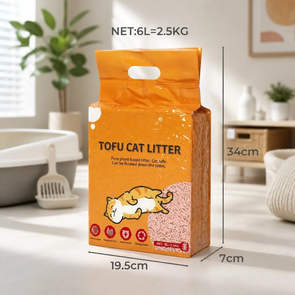 Tofu Cat Litter Peach Scent 2.5kg Biodegradable Flushable Clumping Odour Control