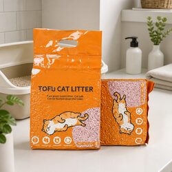 Tofu Cat Litter Clumping Flushable Biodegradable Odour Control 2.5kg Peach Scent