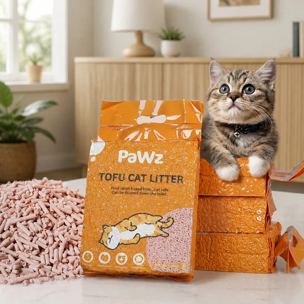 Tofu Cat Litter Peach Scent 2.5kg Clumping Flushable Biodegradable Odour Control