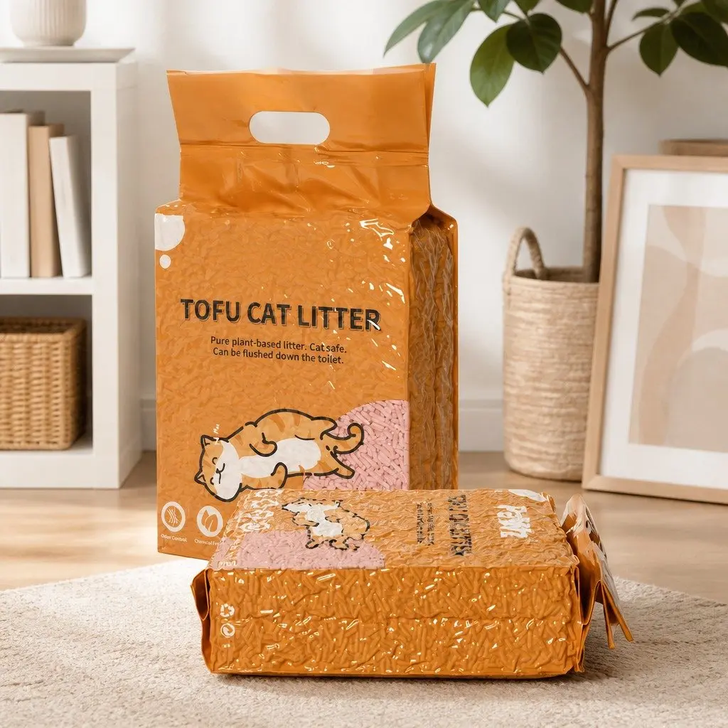 Tofu Cat Litter Peach Scent Clumping Biodegradable Flushable Odour Control
