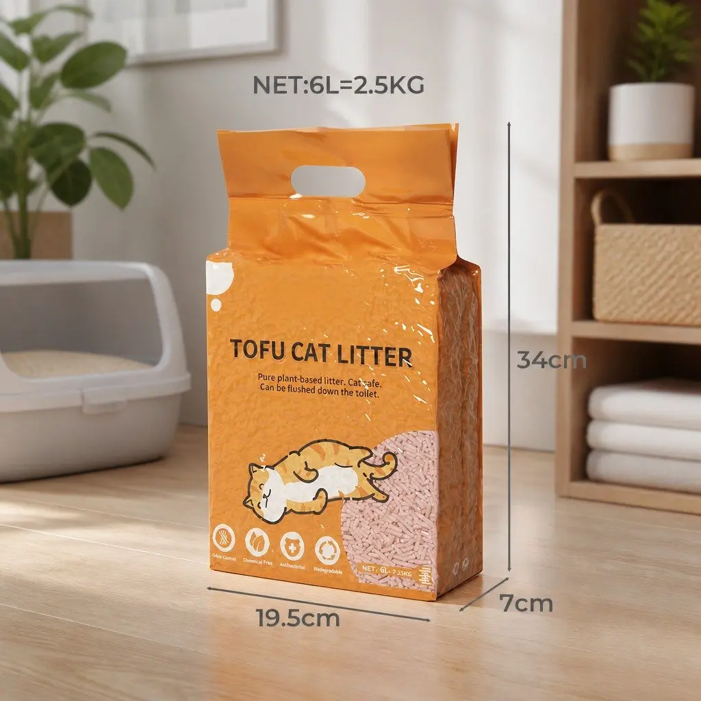 Tofu Cat Litter Peach Scent Clumping Biodegradable Flushable Odour Control