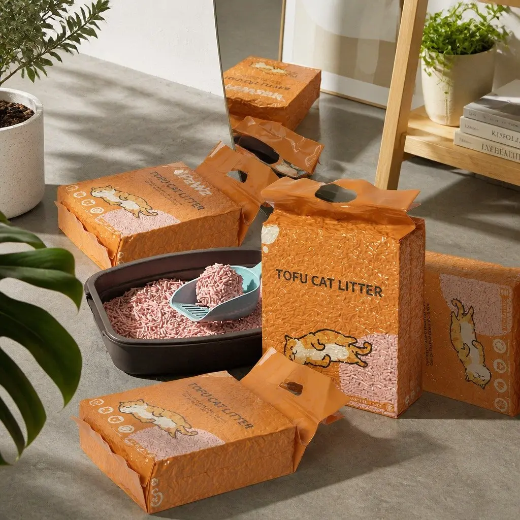 Tofu Cat Litter Peach Scent Clumping Biodegradable Flushable Odour Control